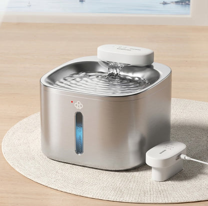 Wireless & Stainless Steel Automatic Cat Water Fountain, 3.5L/118Oz, Cordless & Rechargeable with Motion Sensor and Low Noise
